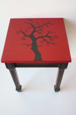 2 repurposed side table with painted tree top