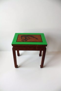 4 repurposed side table with hand painted horse head