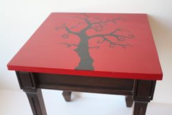 4 repurposed side table with painted tree top