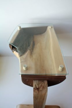 5 half log table with custom glass top