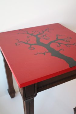5 repurposed side table with painted tree top