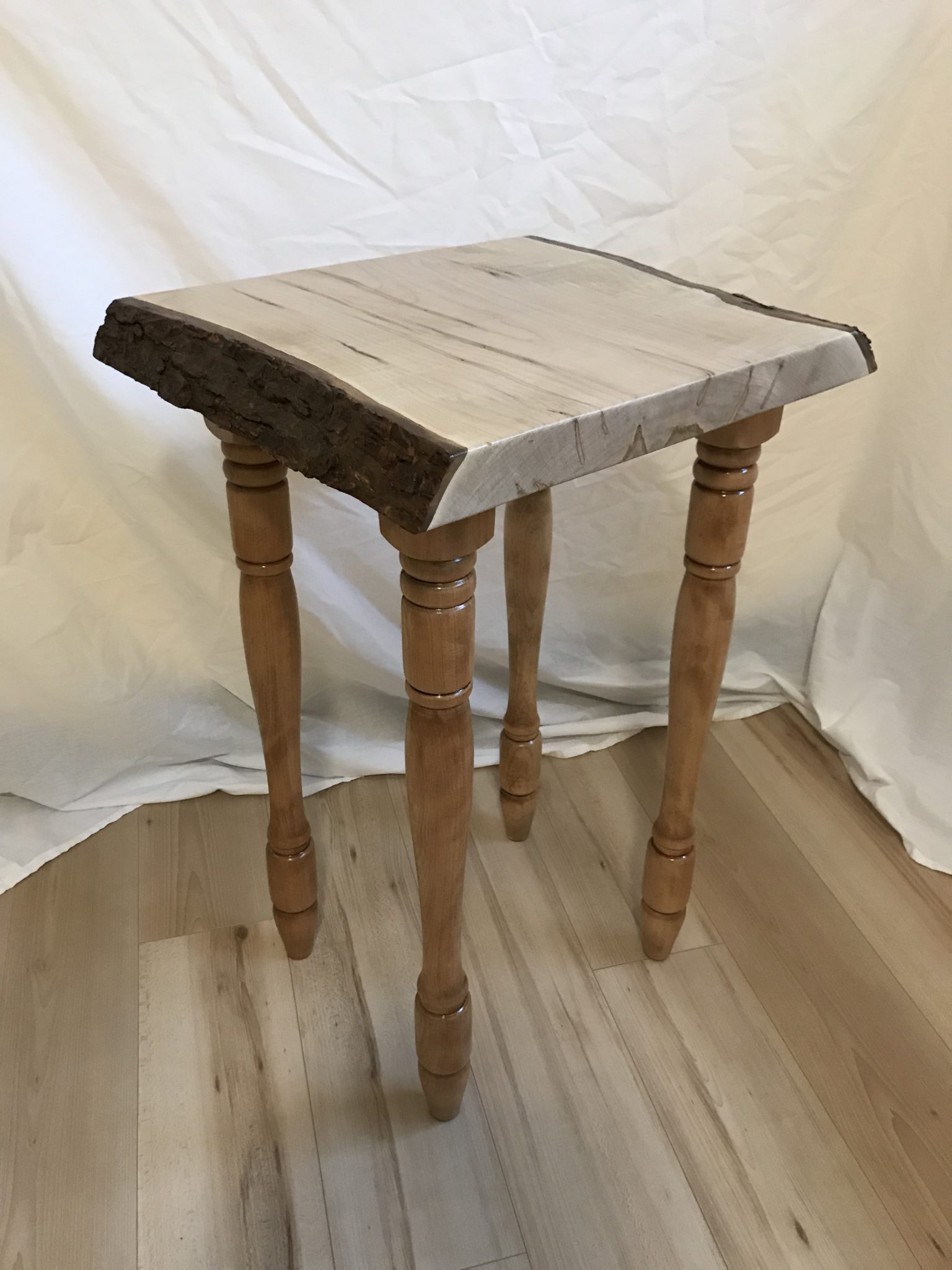 Table - Side Wormy Maple w Repurposed Legs 1