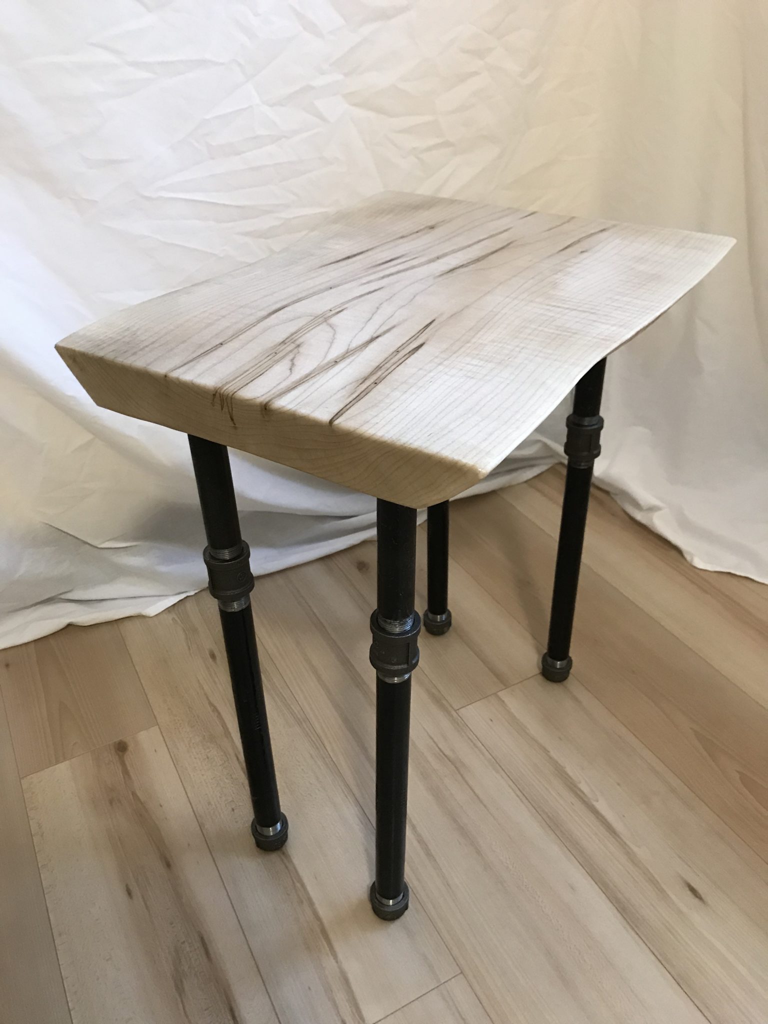 Table - Wormy Maple with Iron Pipe Legs 1